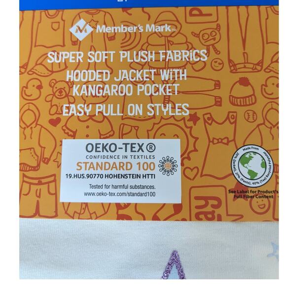 Members Mark Matching 3 Piece Set Unicorn Girl 2T Top Leggings Fuzzy Soft Jacket - Picture 8 of 11